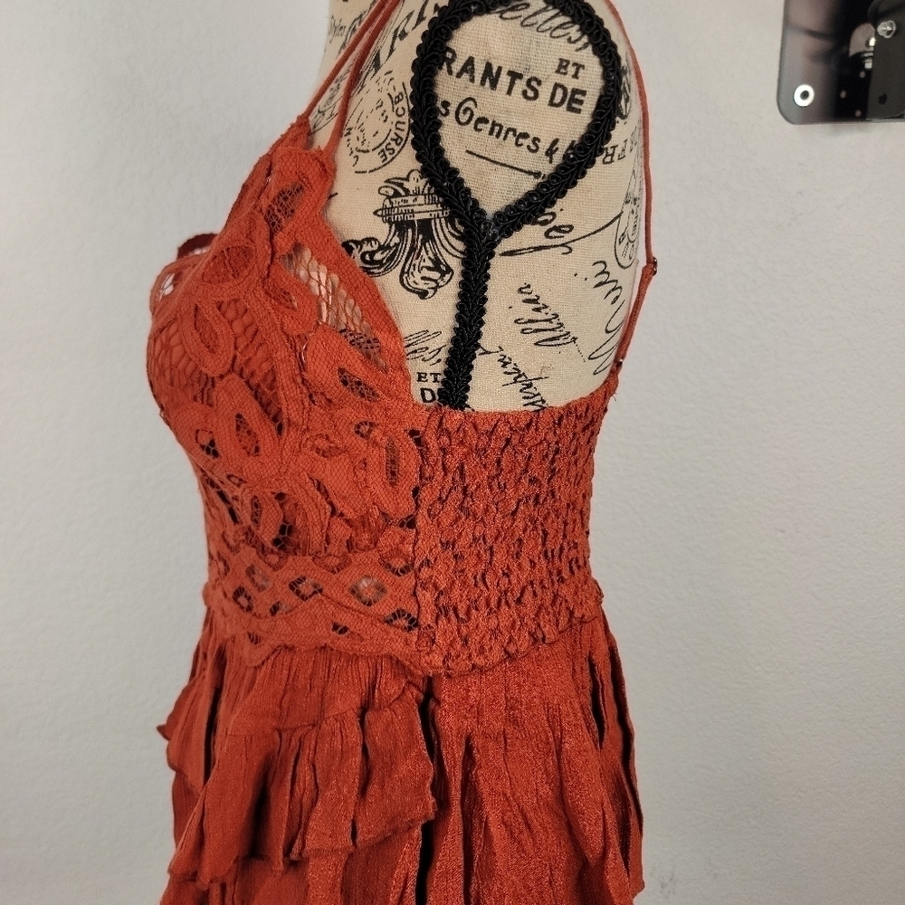 Free People Adella Crochet Cami Large Lace Tiered Sleeveless In Winding NEW - Picture 6 of 10